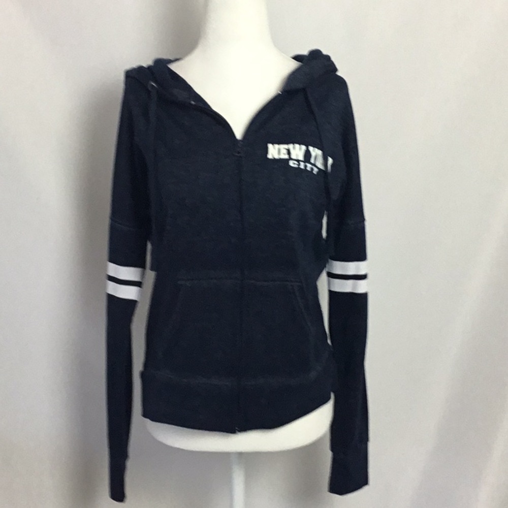 LE Women’s Blue Faded NYC Zippered Hoodie Sz M
